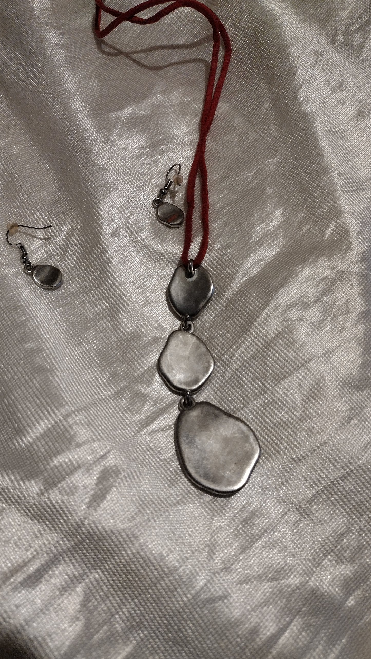 Women rope silver long earring and necklace set