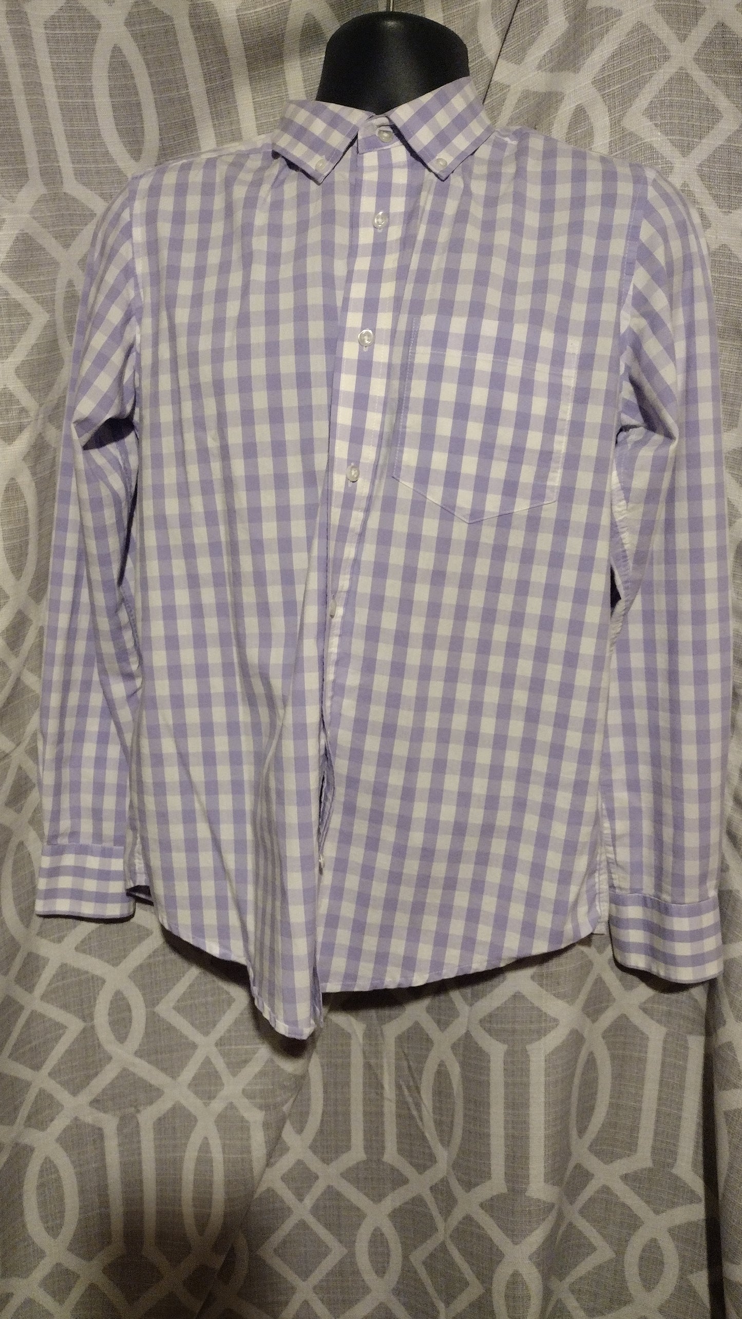 Men purple/white long sleeve shirt size small