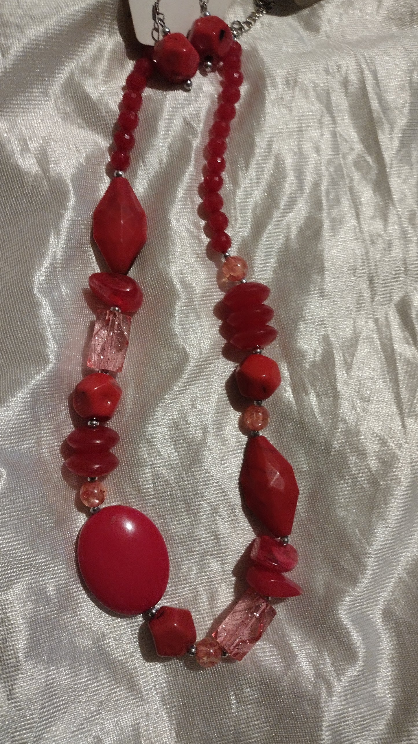 Women's hot pink earrings and necklace set