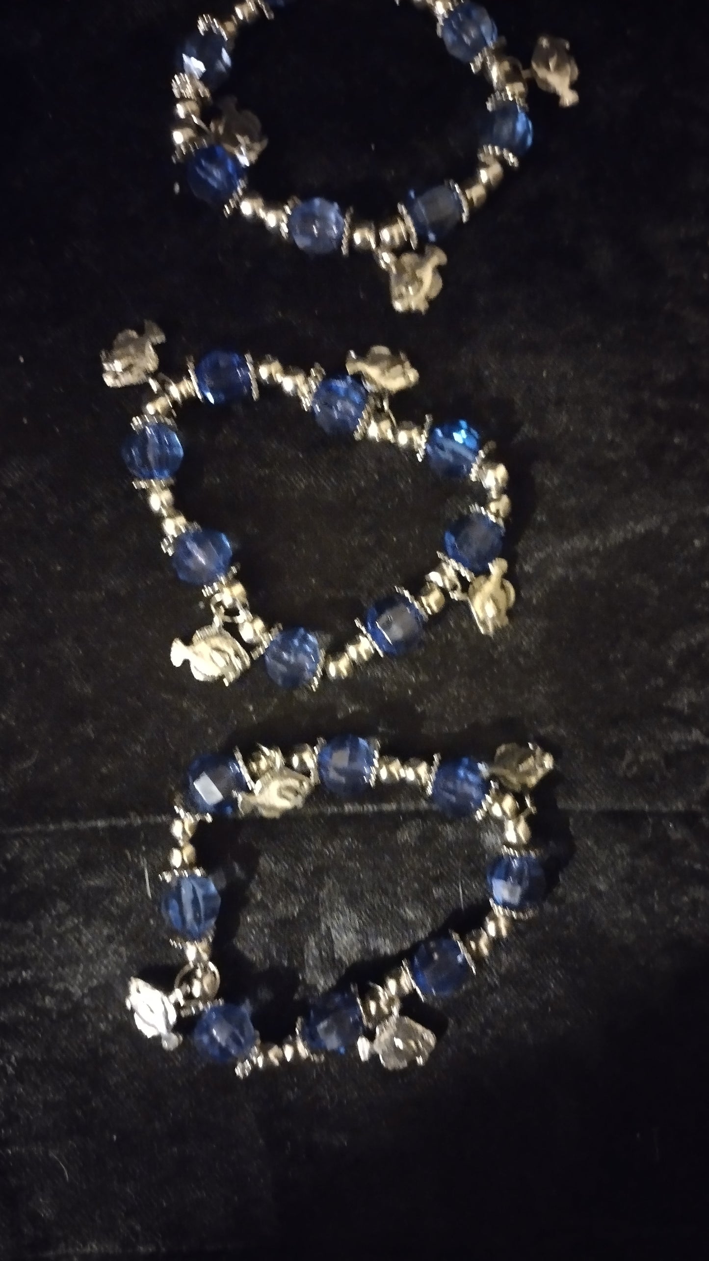 Women blue and silver stretch bracelet