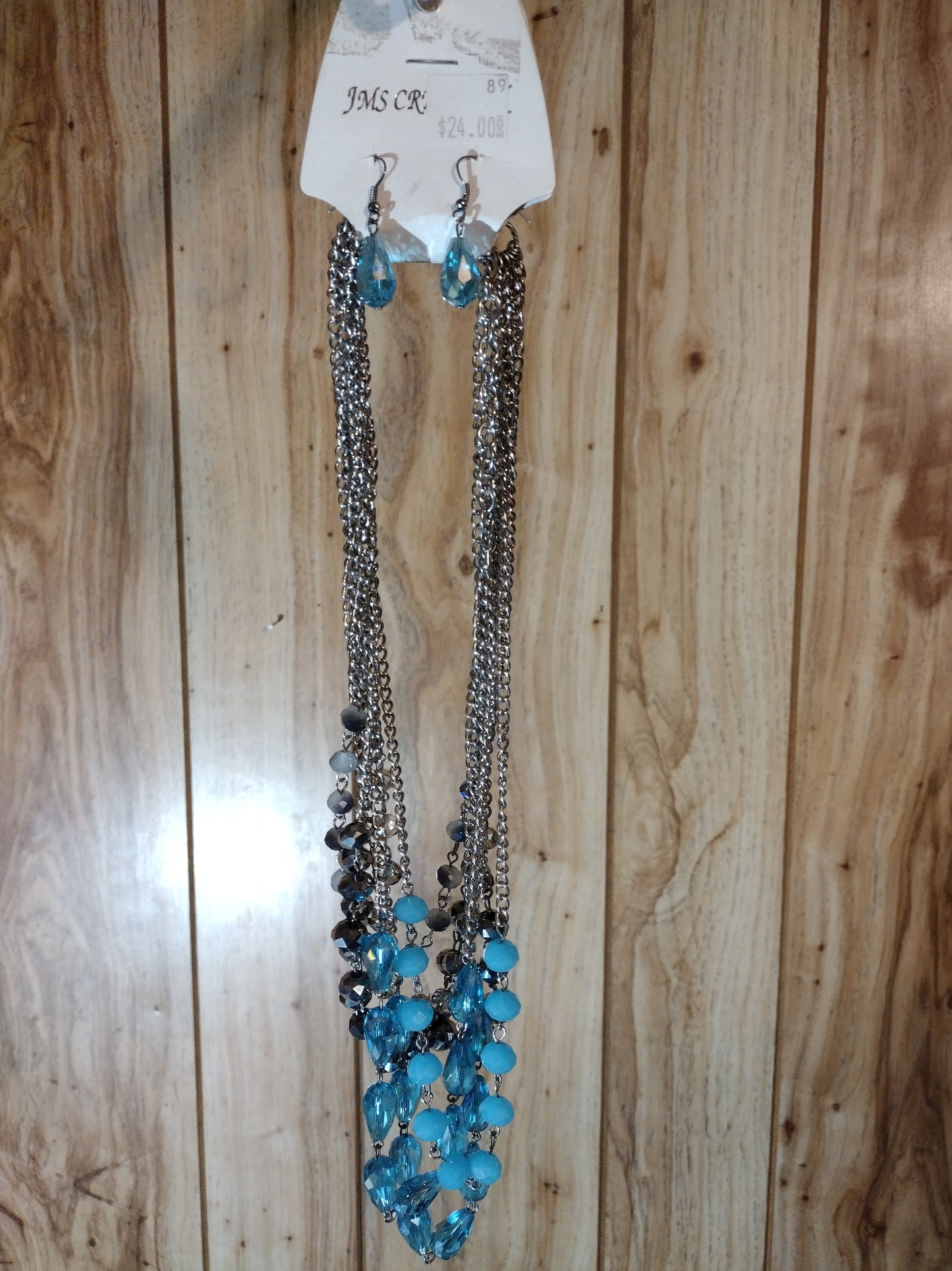 Women blue necklace and earring set