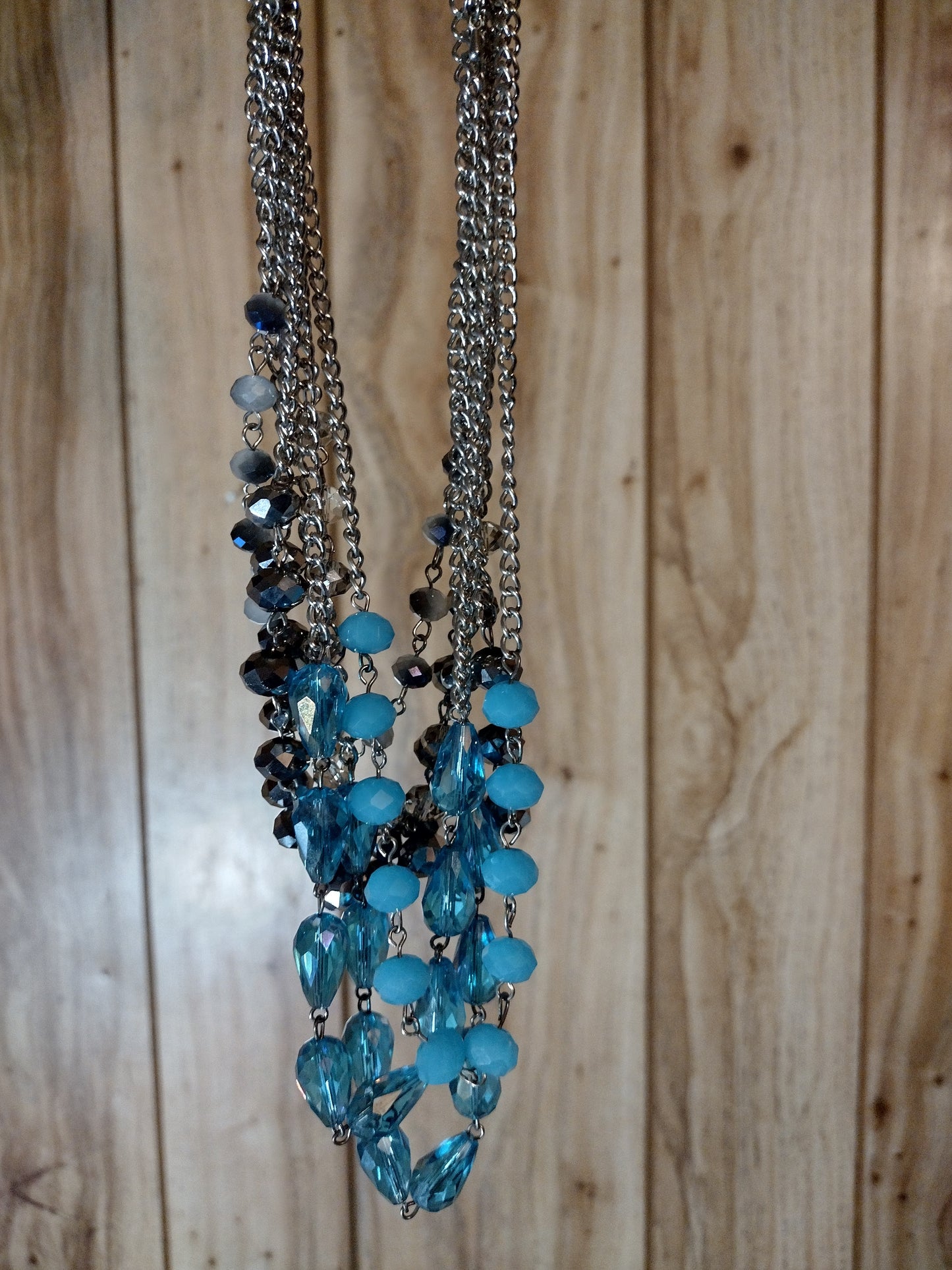 Women blue necklace and earring set