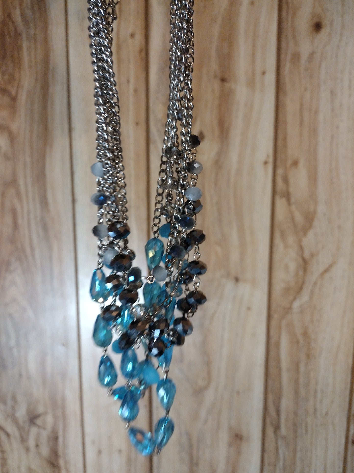 Women blue necklace and earring set