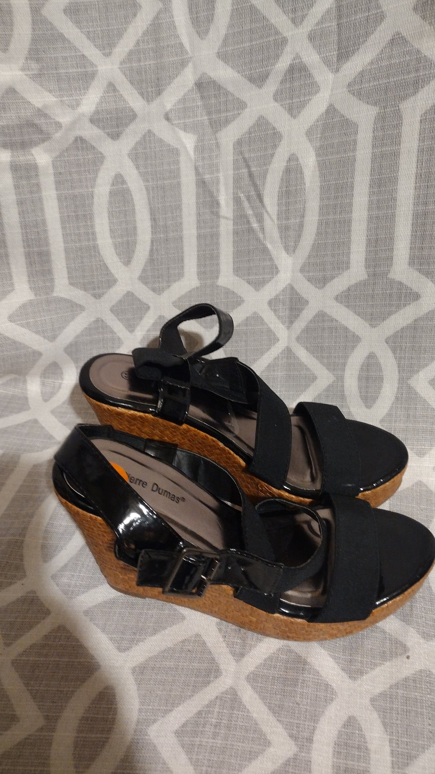 Women black wedge heels sandals size 11