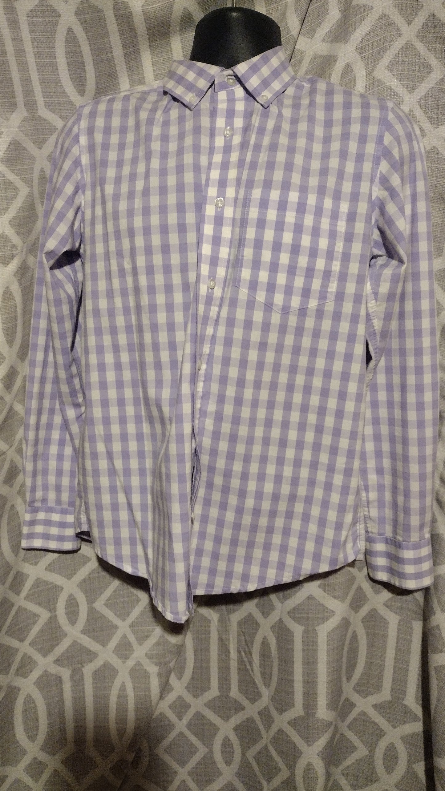 Men purple/white long sleeve shirt size small