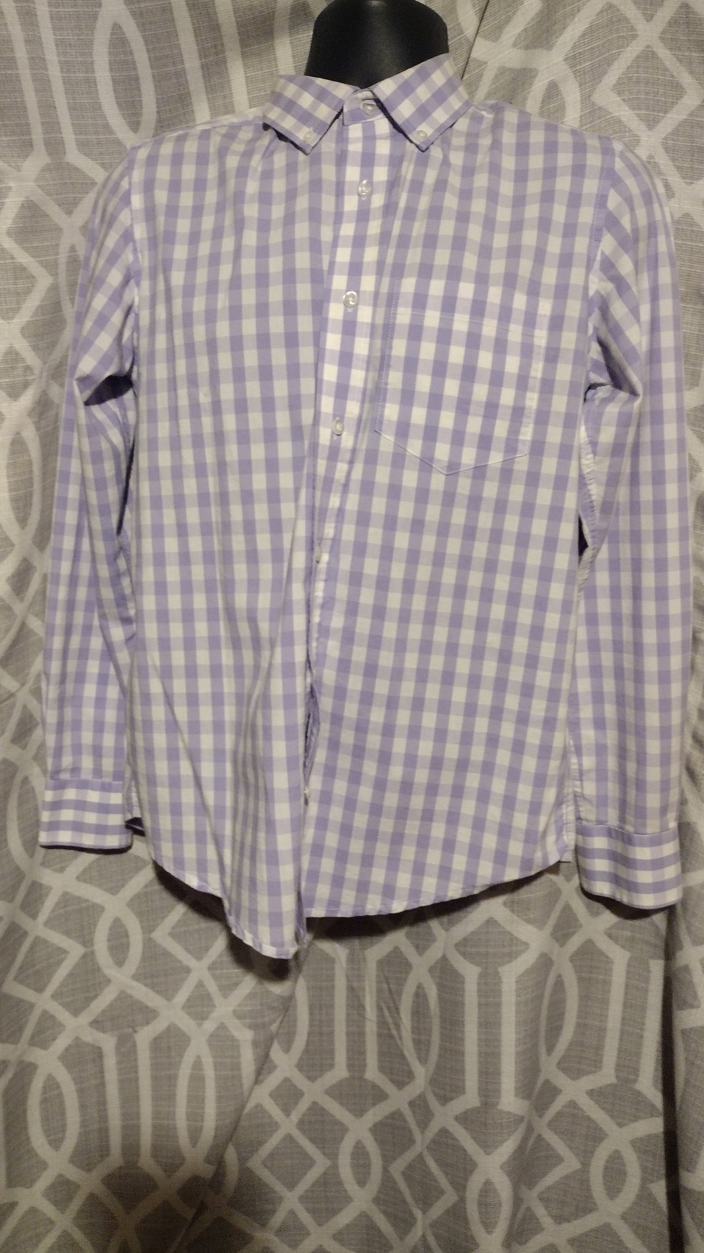 Men purple/white long sleeve shirt size small