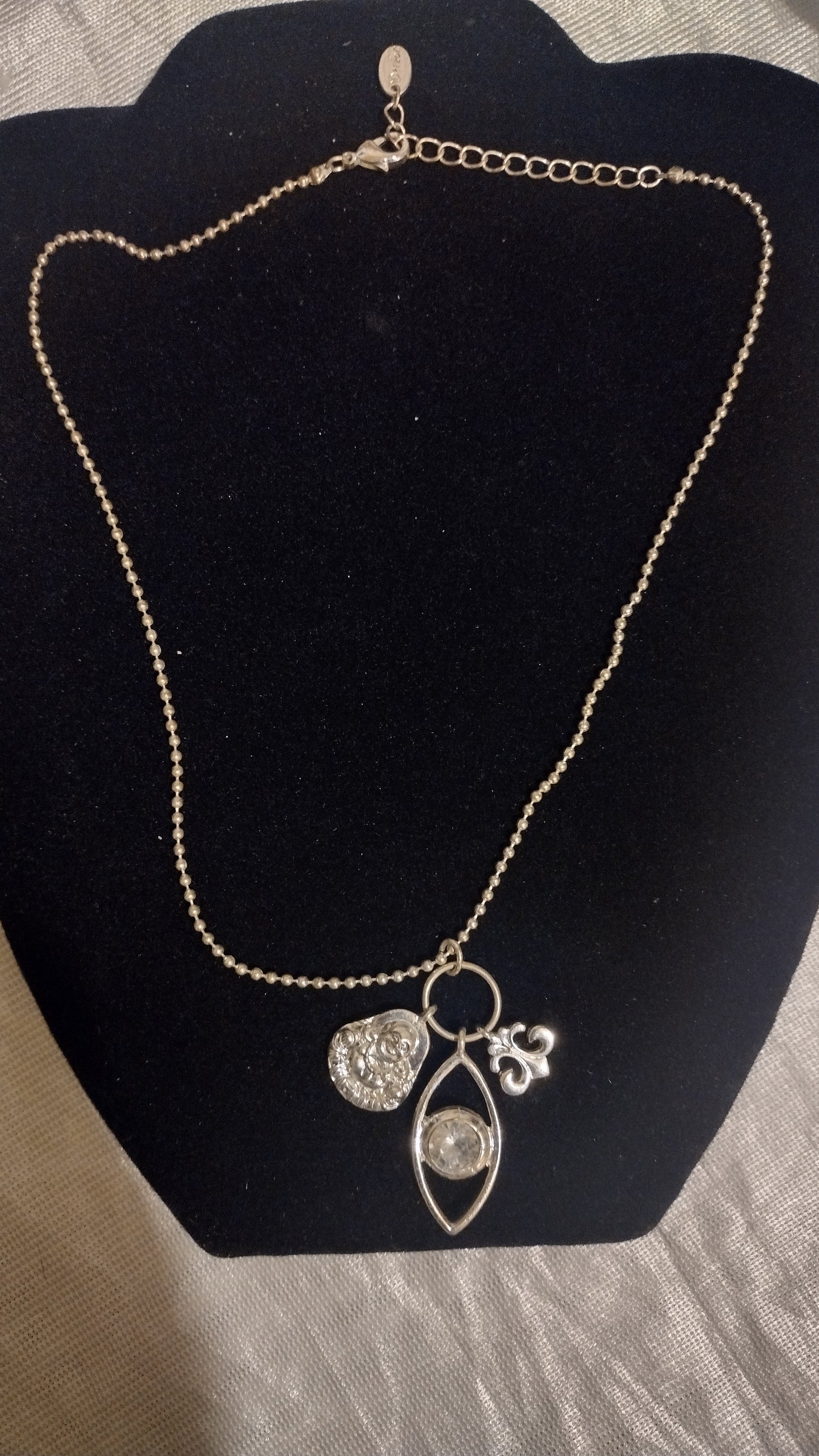 Women's silver Buddha 3 charm necklace