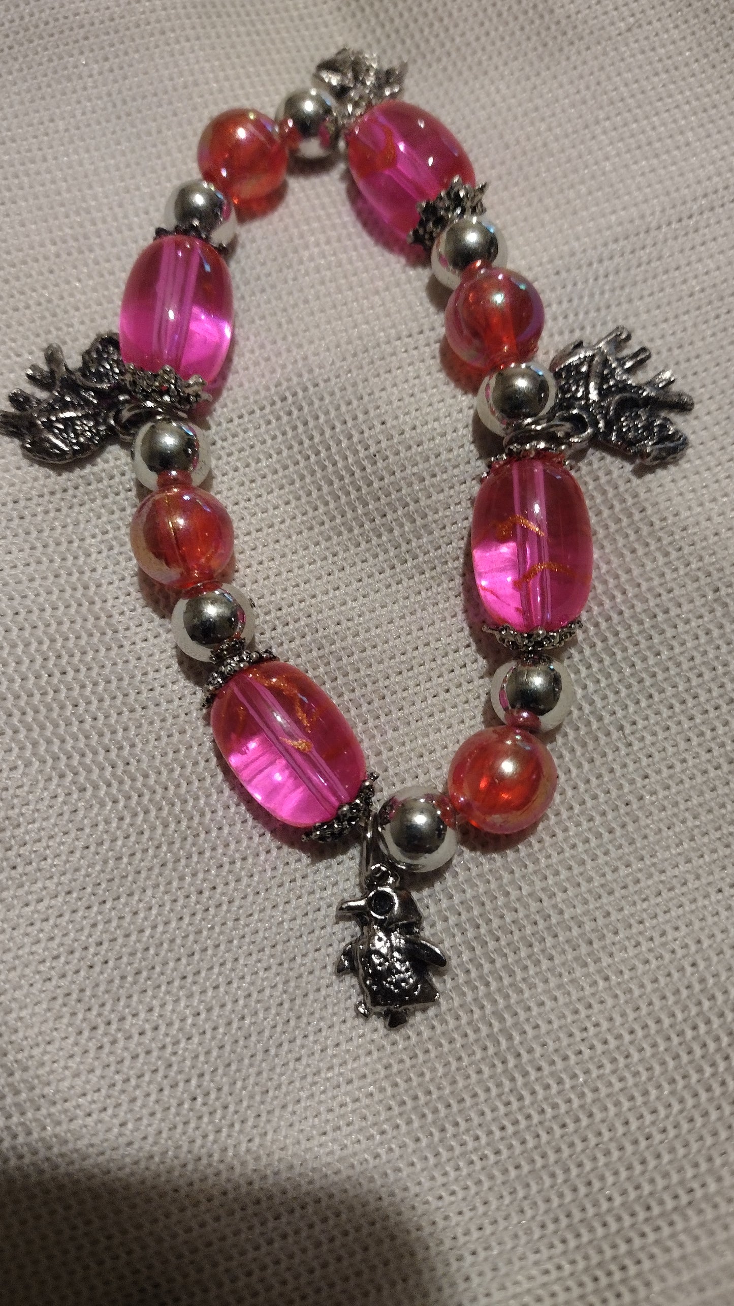 Women's charm hot pink bracelet