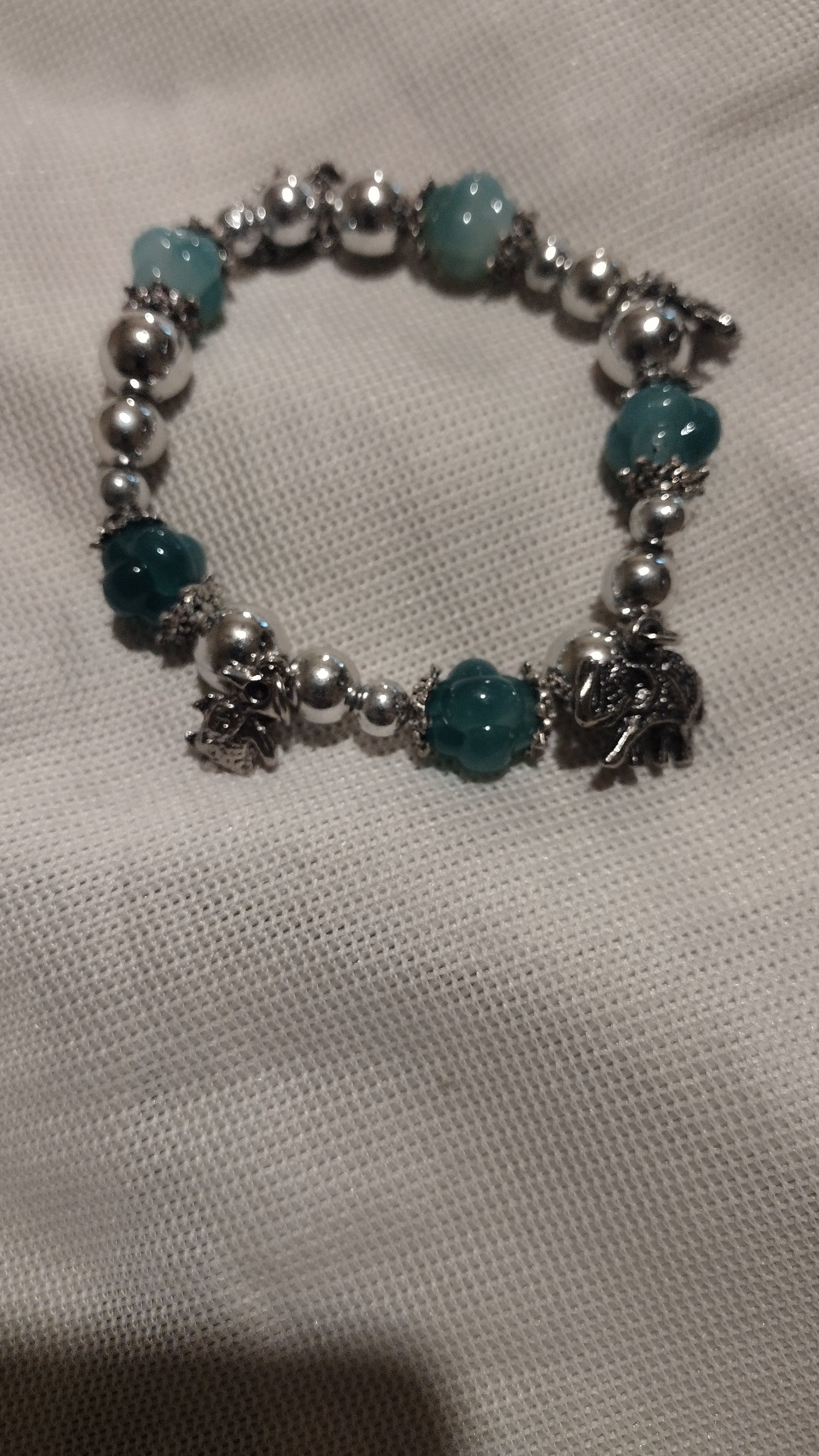 Women's blue charm stretch bracelet