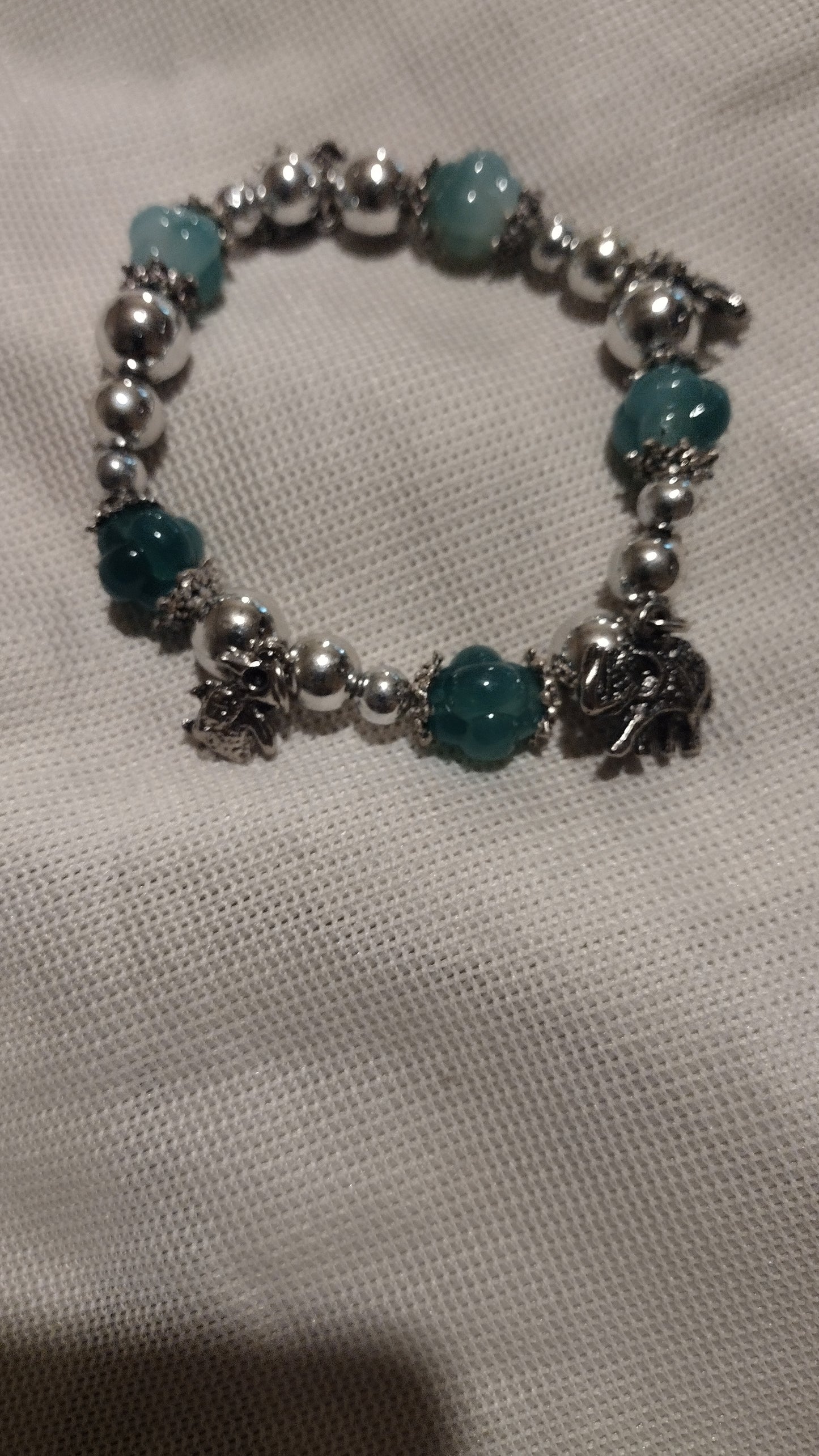 Women's blue charm stretch bracelet