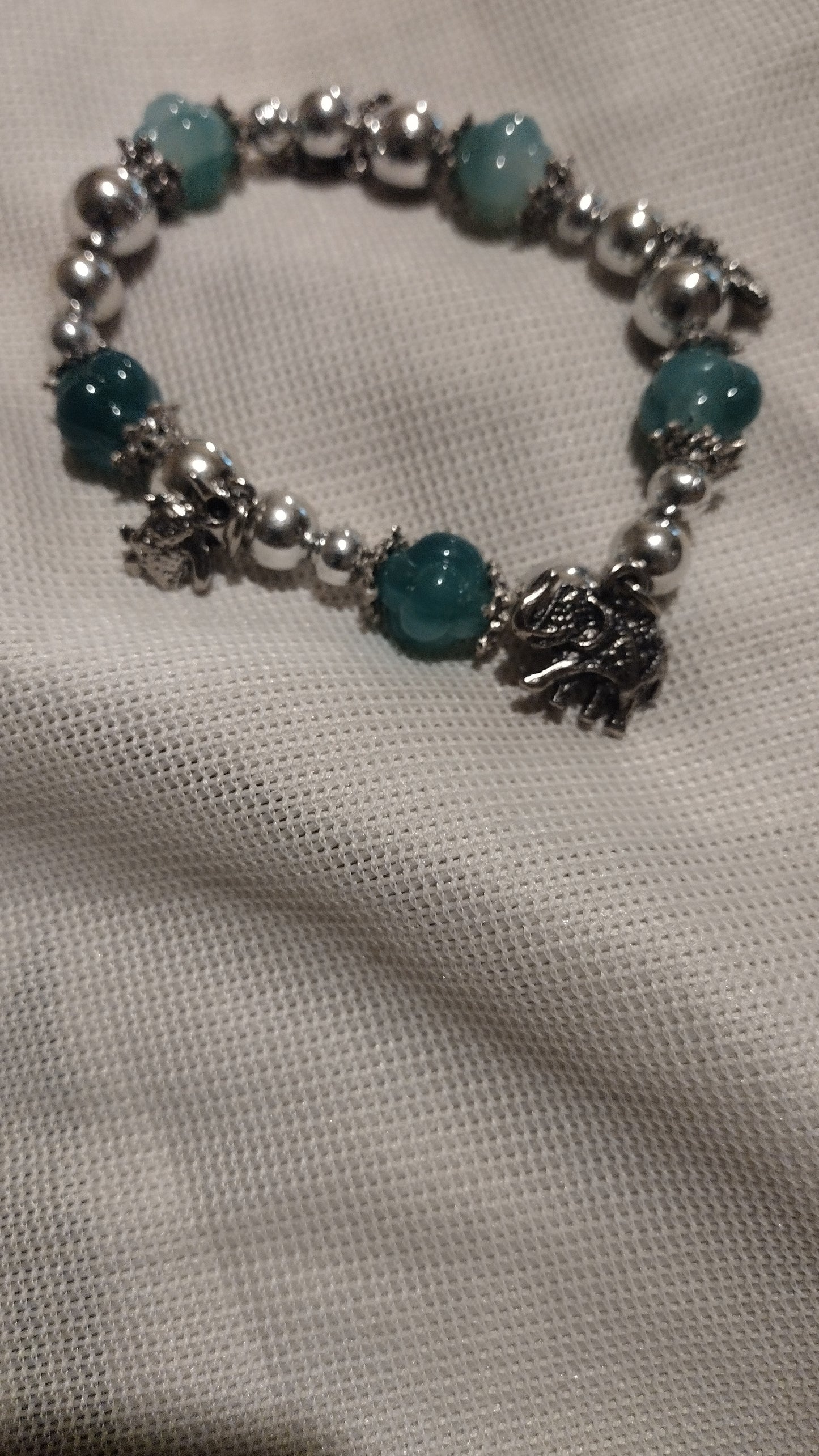 Women's blue charm stretch bracelet