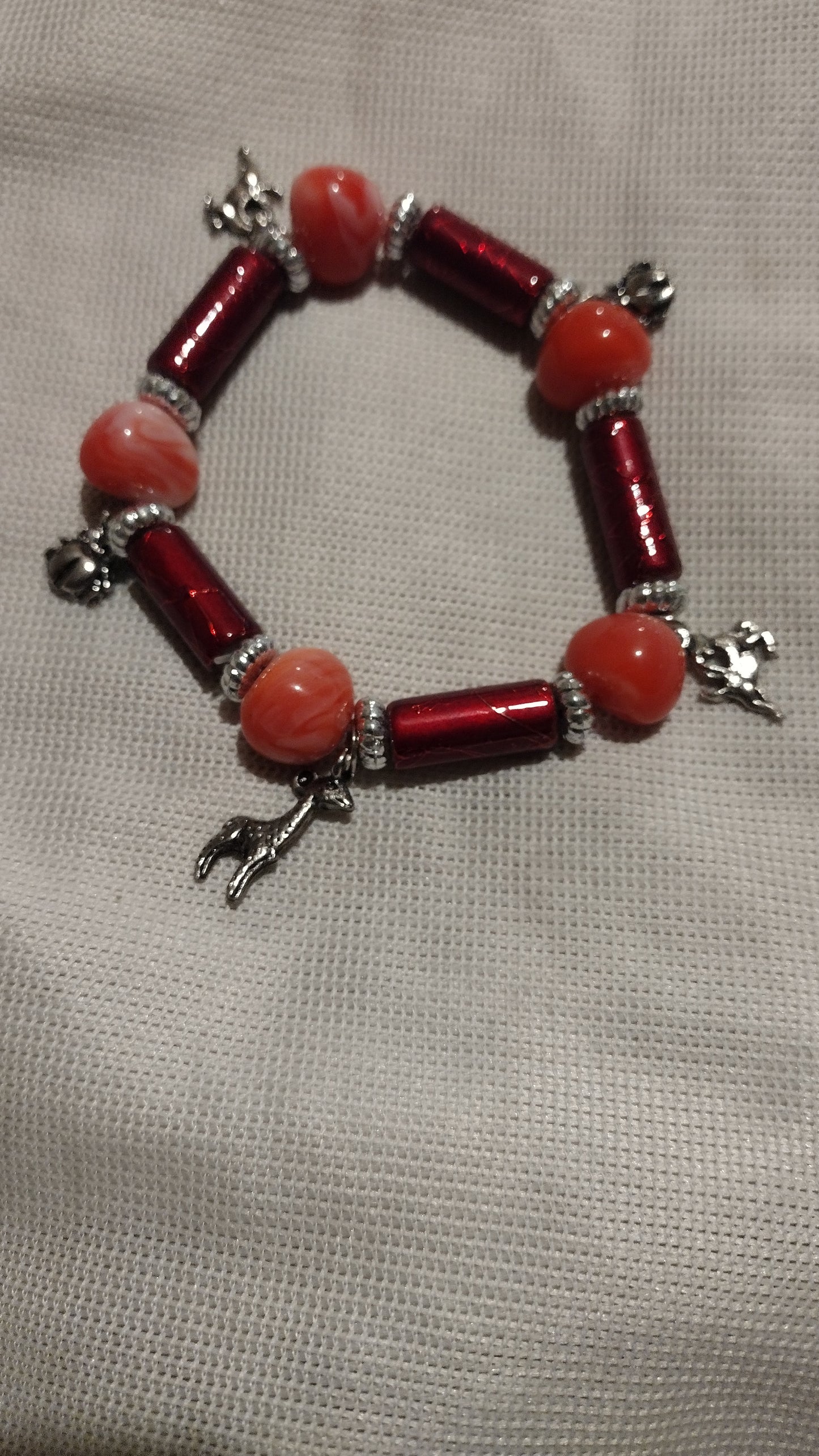 Women's red charm stretch bracelet