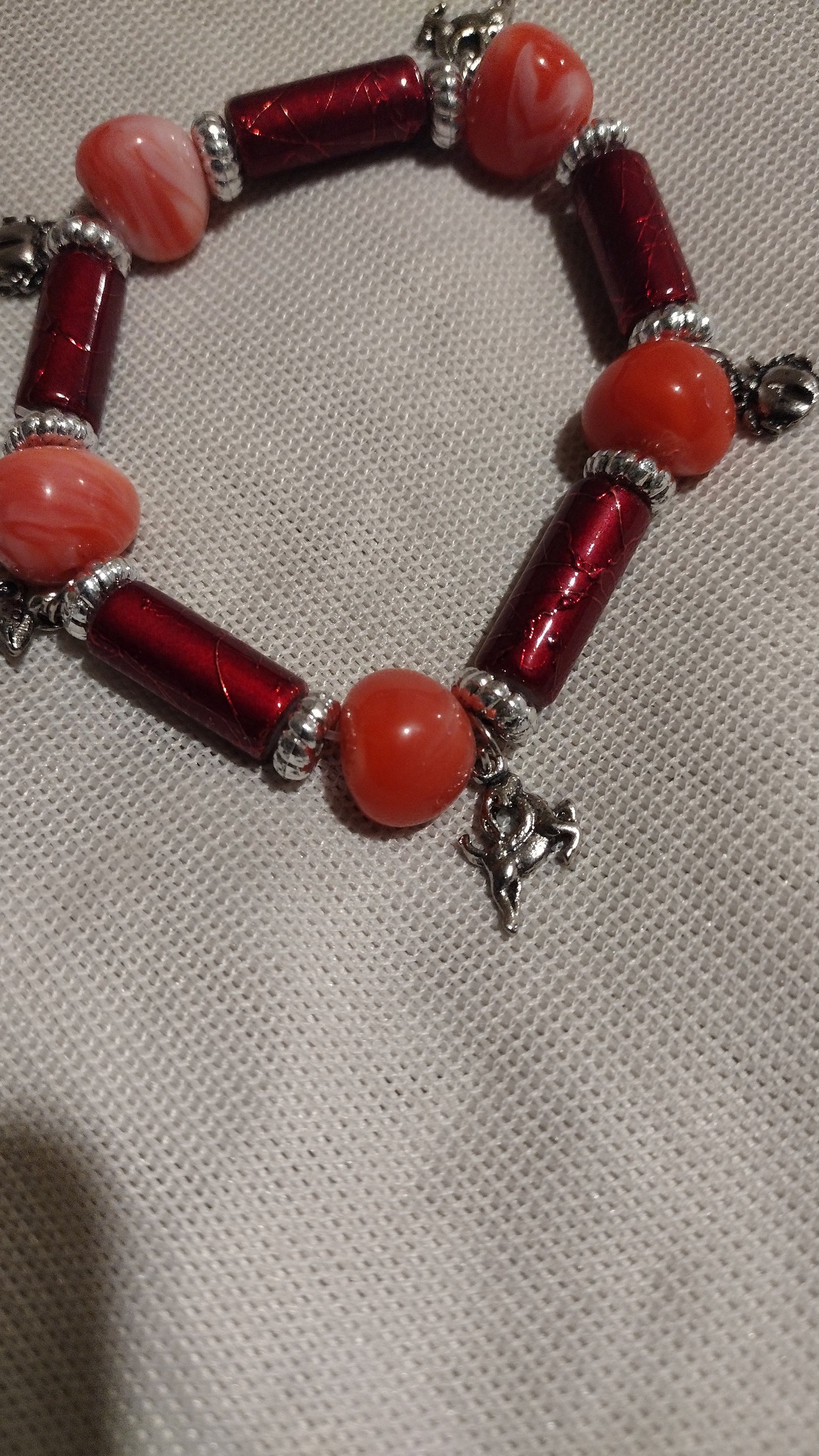 Women's red charm stretch bracelet