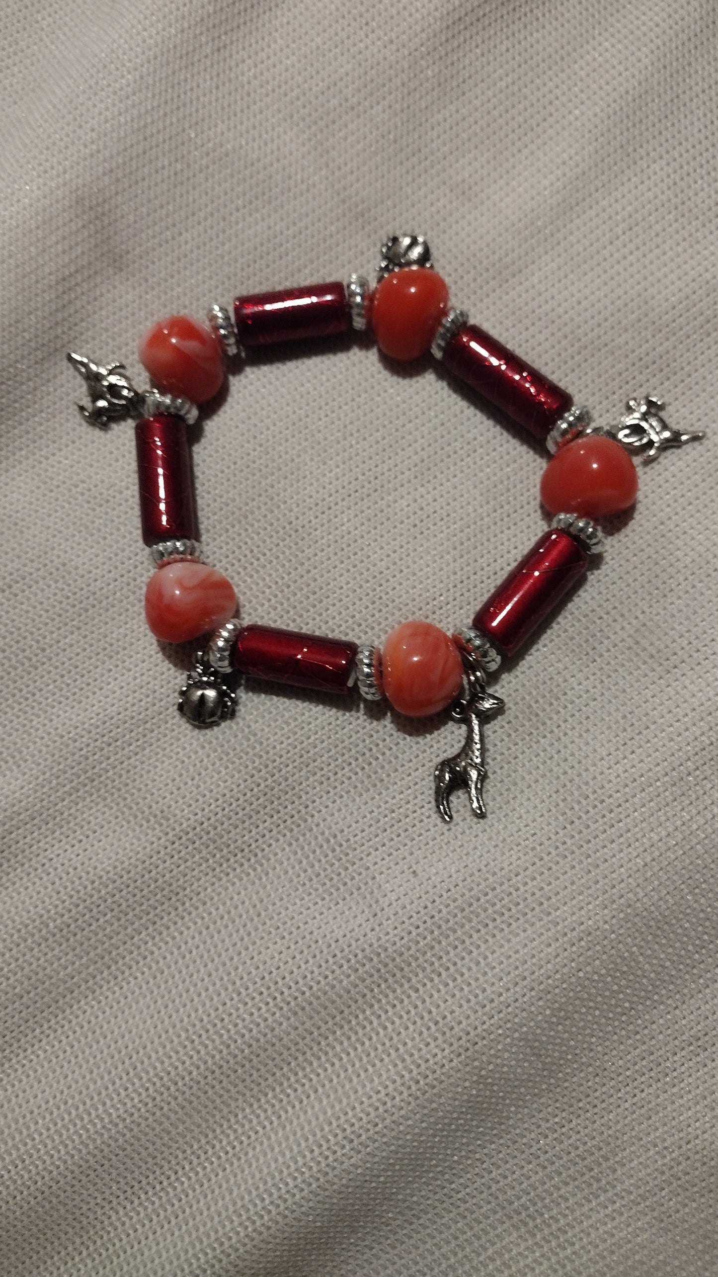 Women's red charm stretch bracelet