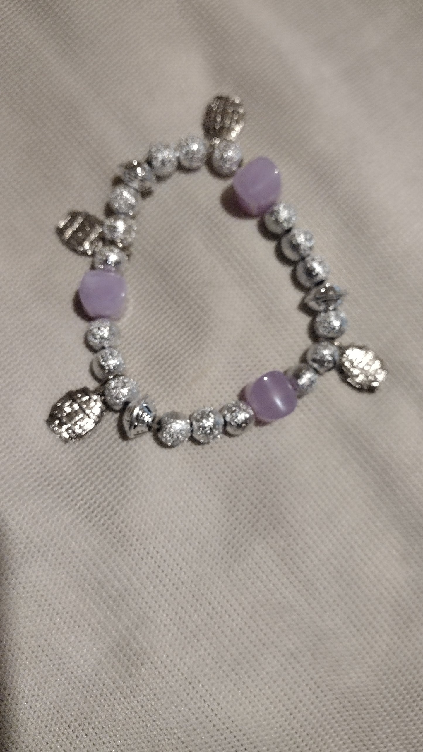 Women's silver/purple barrel charm bracelet