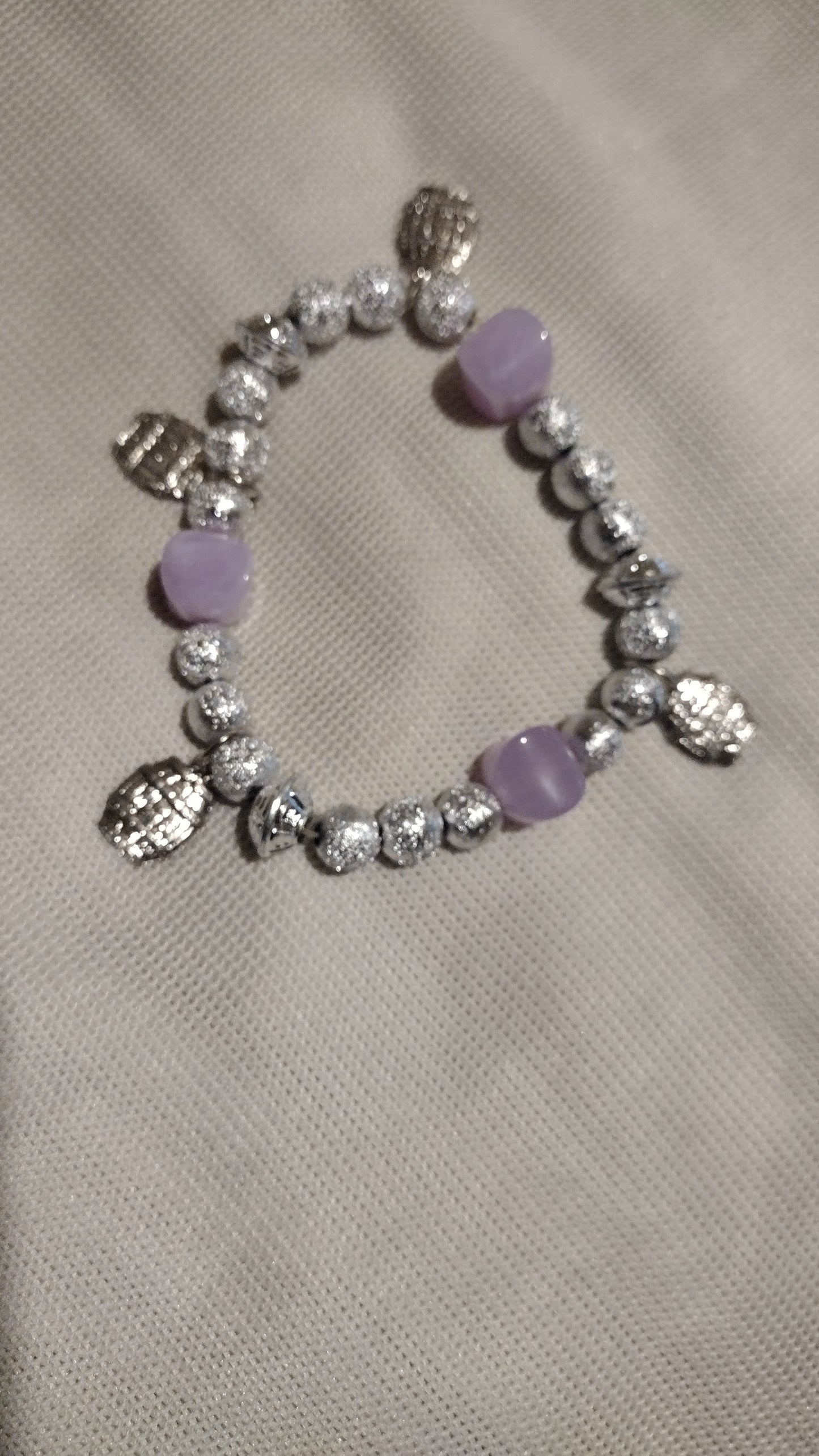 Women's silver/purple barrel charm bracelet