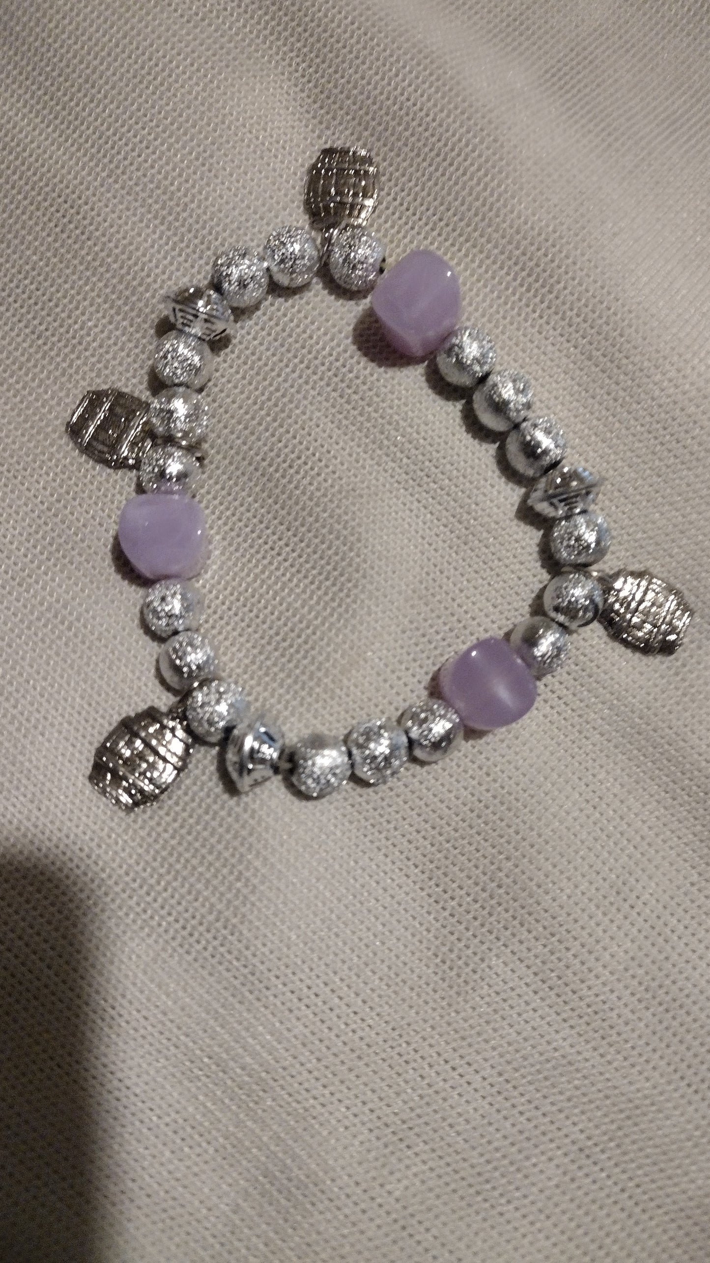 Women's silver/purple barrel charm bracelet