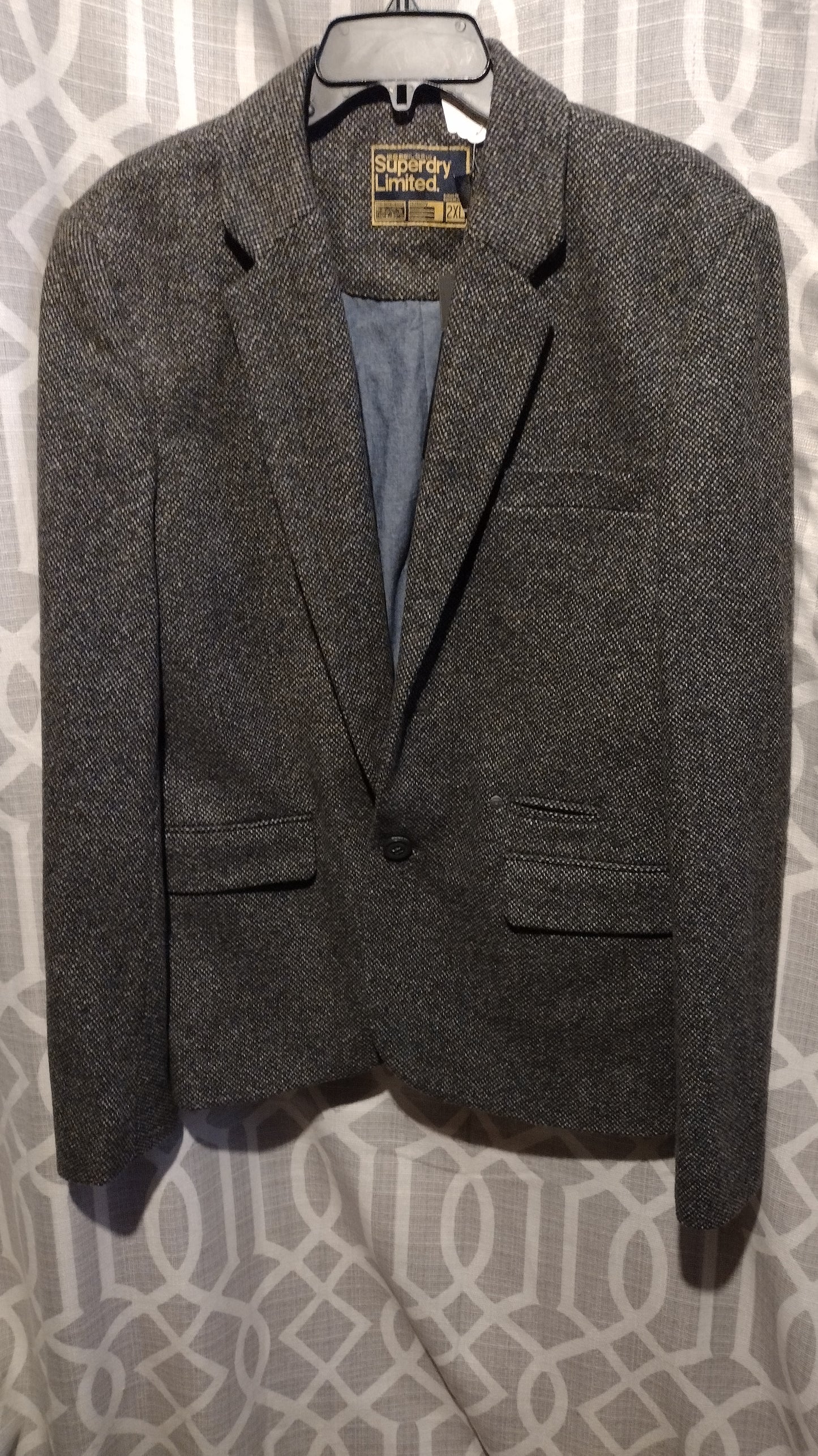 Men Gray Wool Blazer 40R