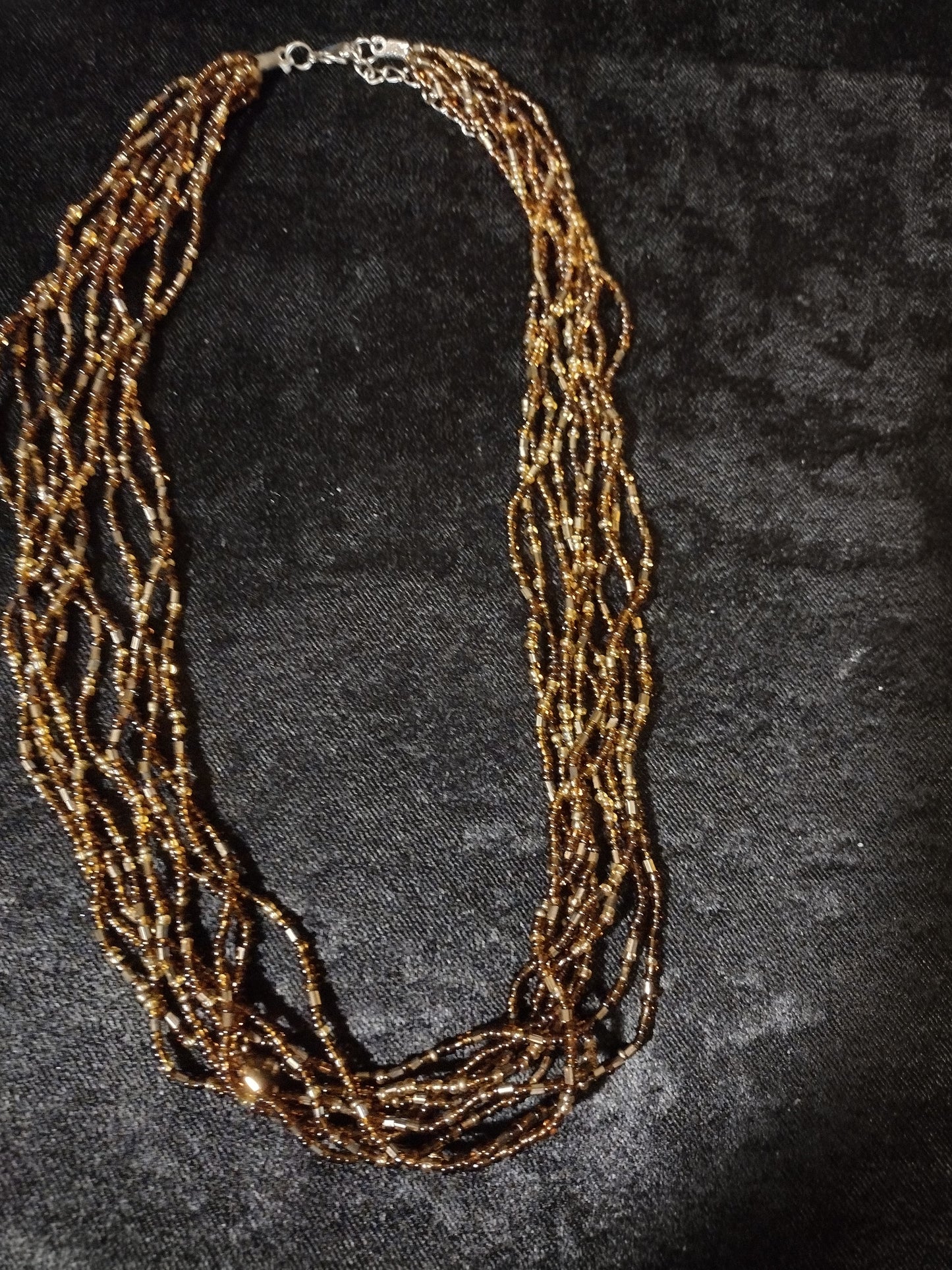 Women 8 layered brown beaded necklace