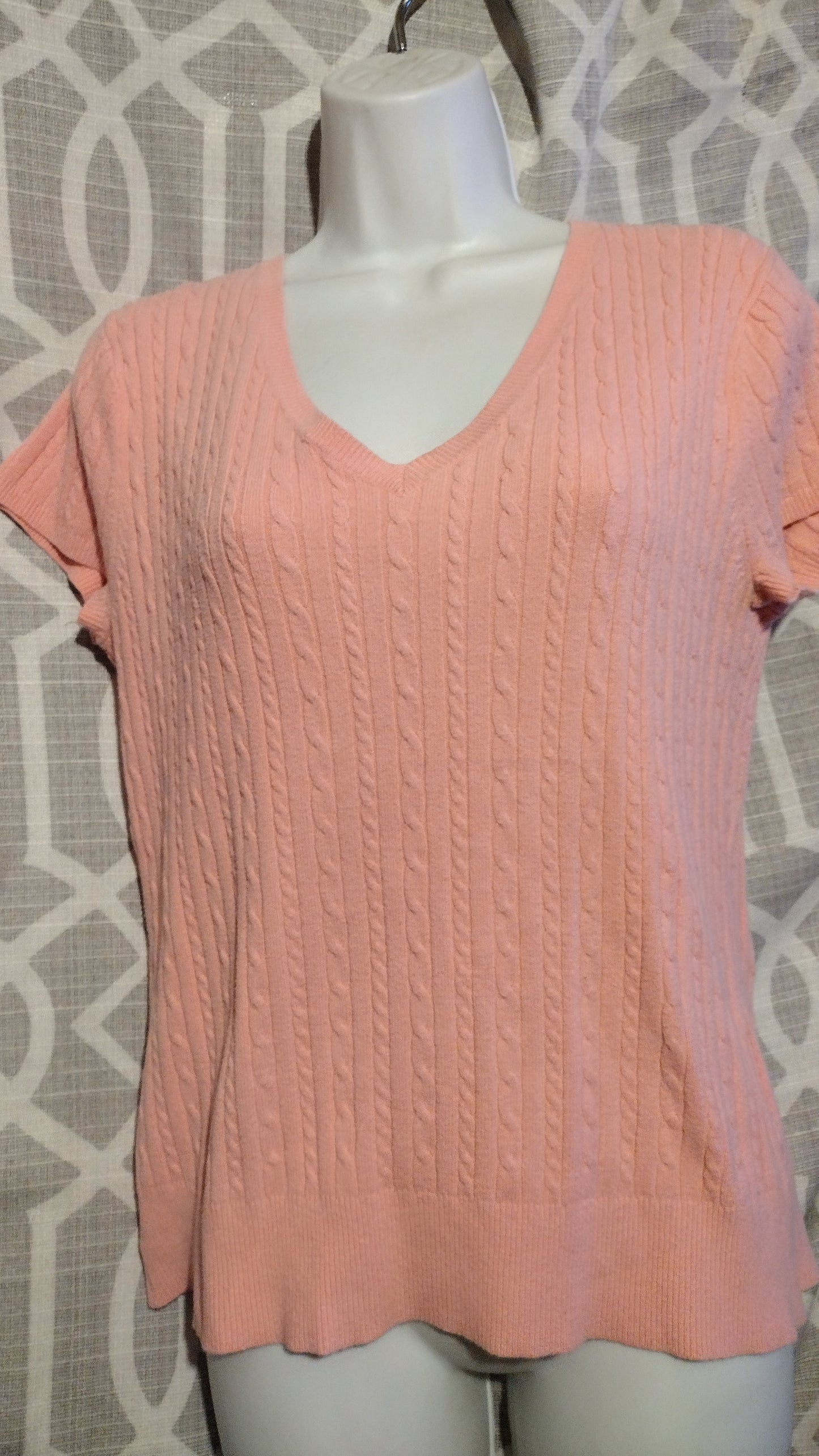 Women pink short sleeve sweater XL