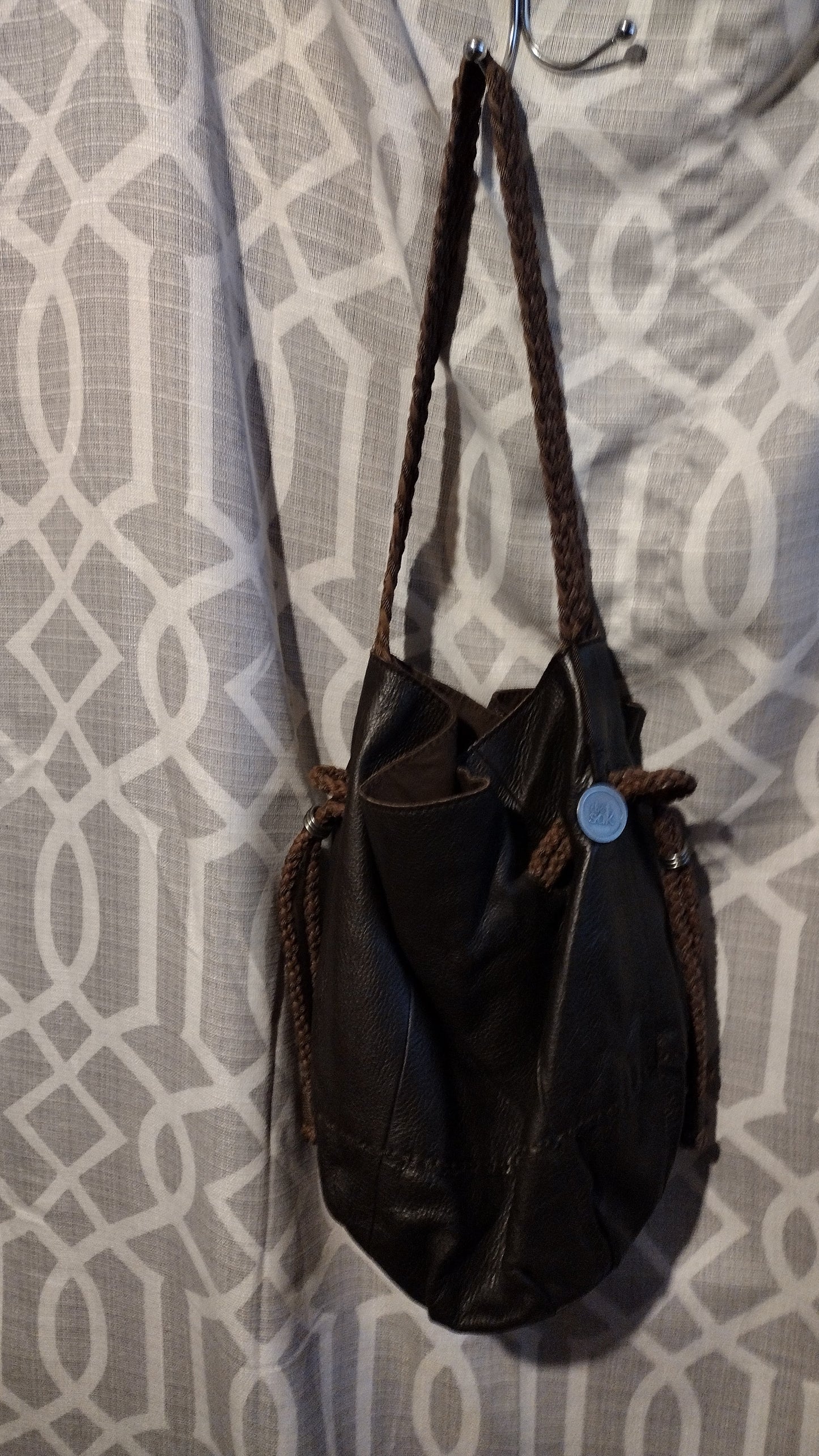 Women's Saks brown drawstring handbag