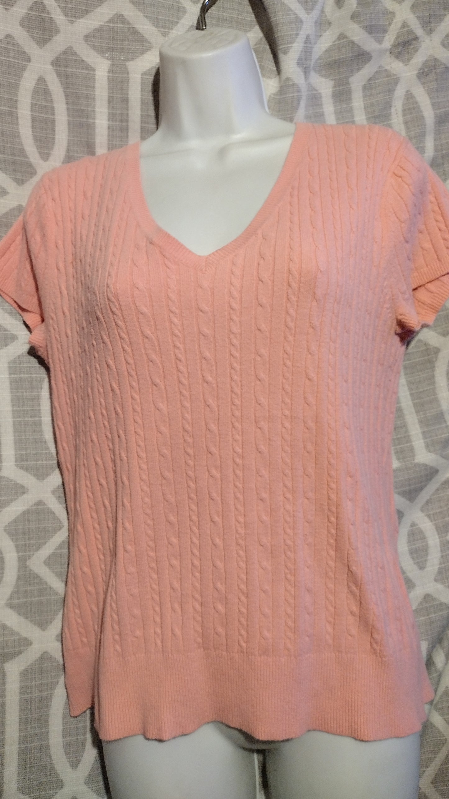 Women pink short sleeve sweater XL