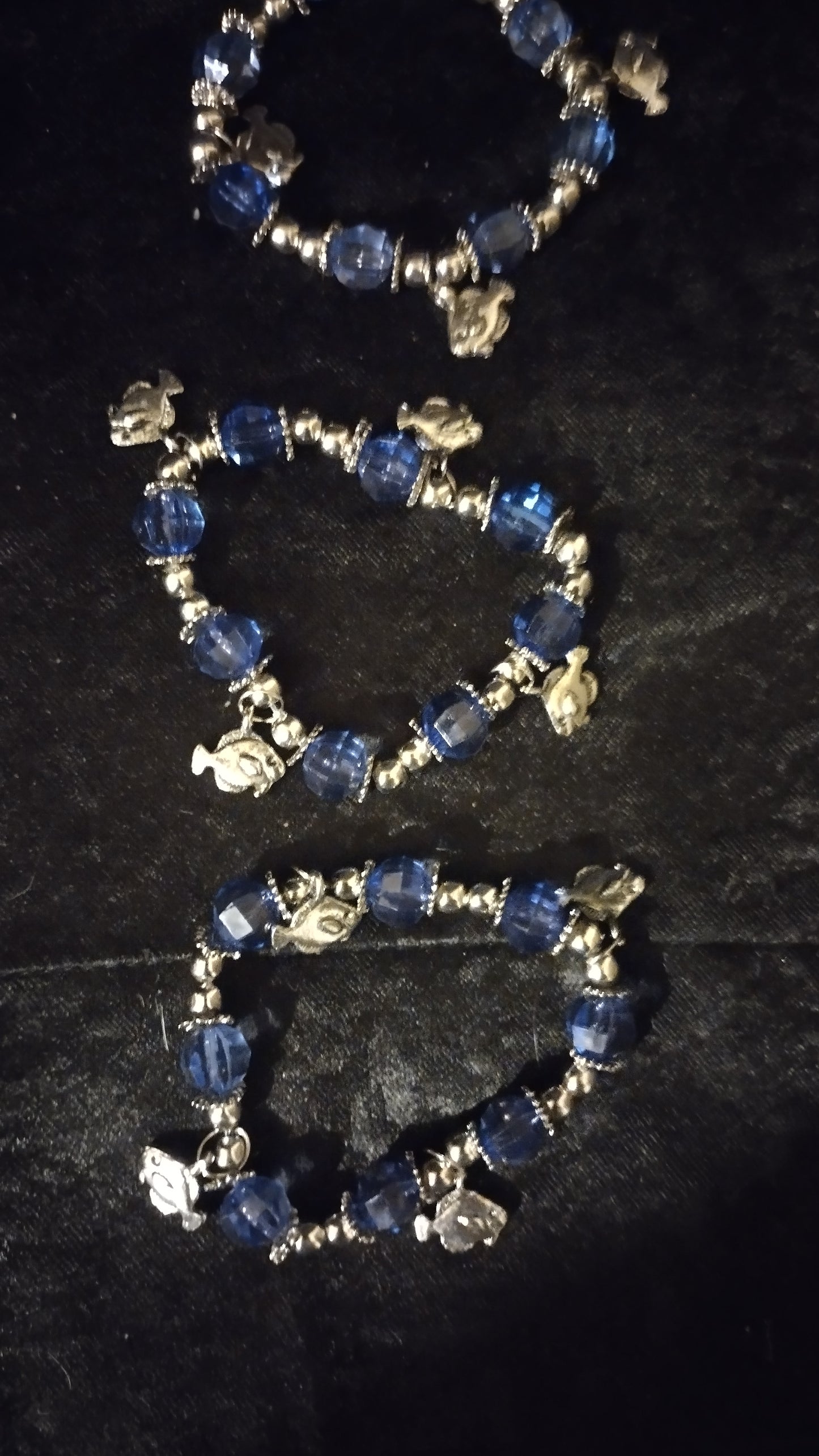 Women blue and silver stretch bracelet
